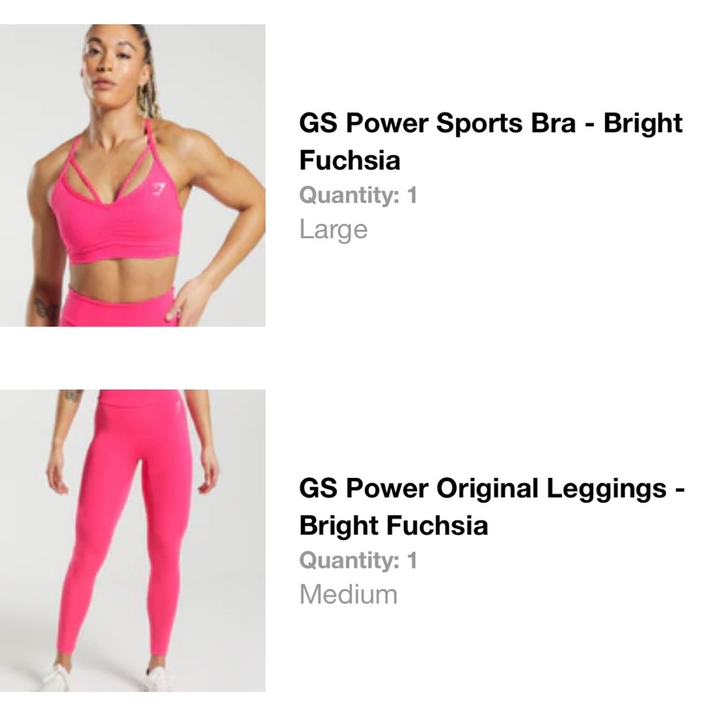 Gymshark Power Sports Bra and Leggings Set - Bright Fuchsia